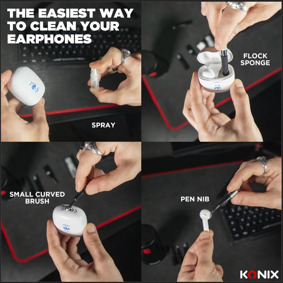 Konix Kit Pulizia 19 in 1 Nero per Tastiera Smartphone PC