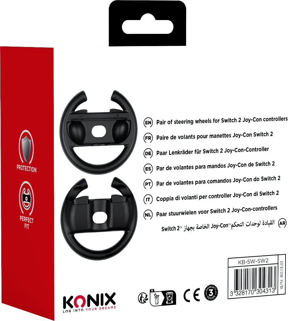Konix Coppia volanti Joy-Con Switch 2 neri plastica
