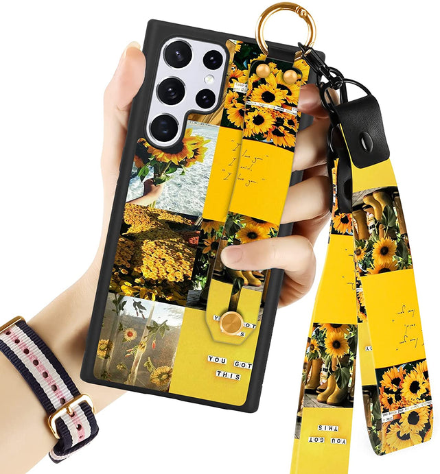 Redpepper Galaxy S22 Ultra Sunflower Kickstand Cover girasole con laccetto