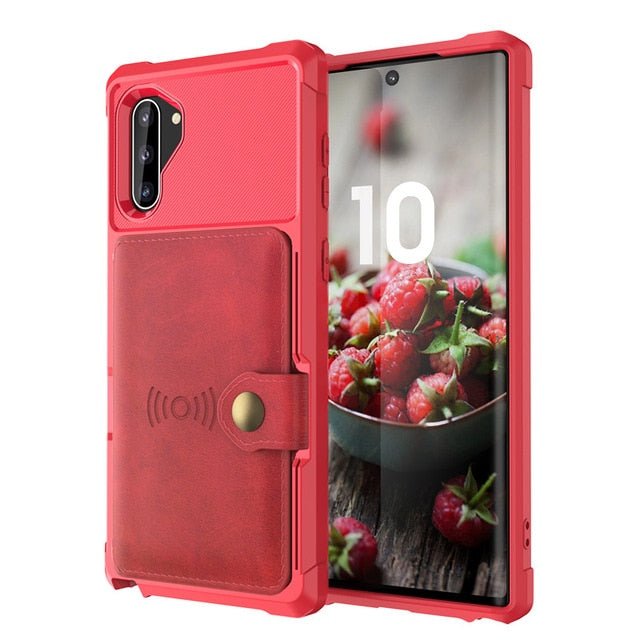 Redpepper Galaxy Note 10 Cover Pelle Portafoglio Nero con Stand