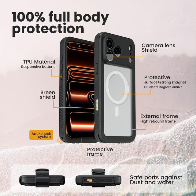 Redpepper iPhone 17 Pro Max cover impermeabile IP68 con clip cintura