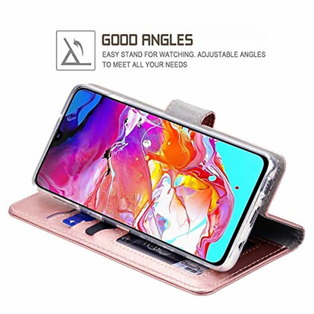 Redpepper Galaxy A70 Cover Portafoglio Pelle Oro Rosa