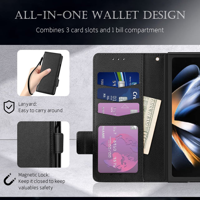 Redpepper Galaxy Z Fold 4 Portafoglio Pelle Nero Stand