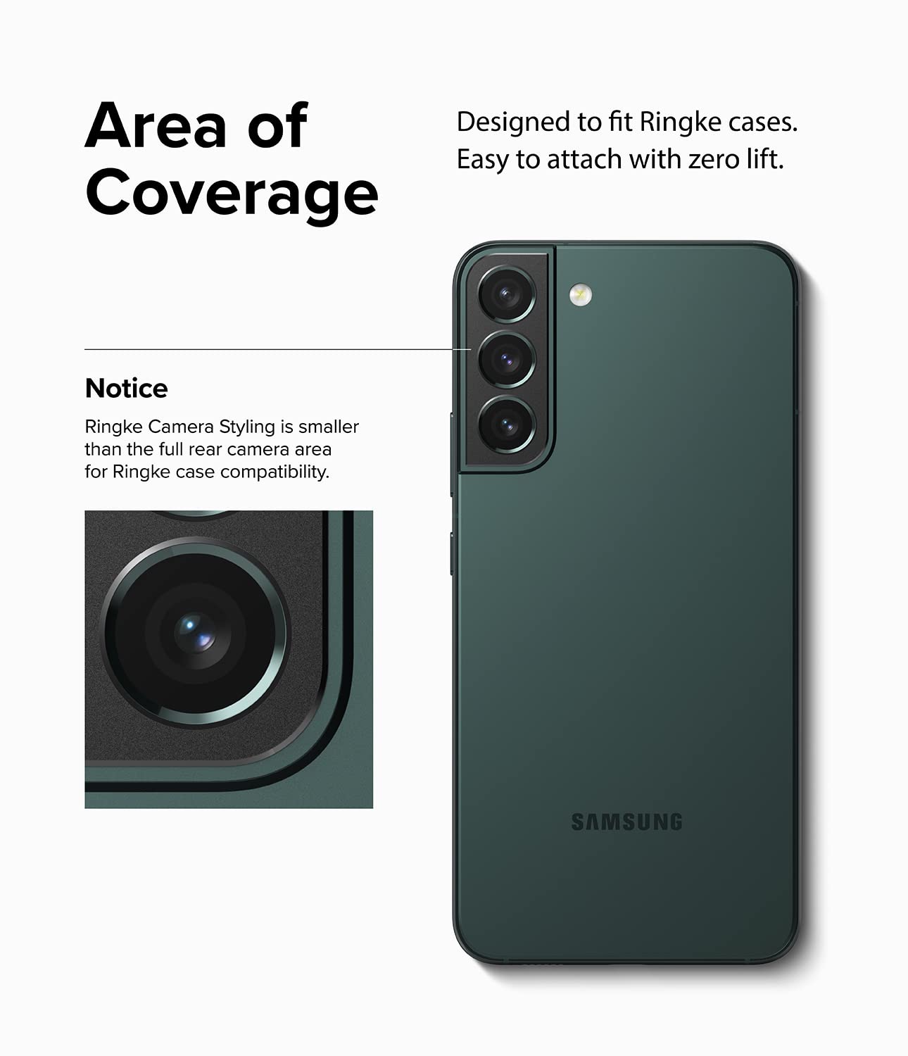 Ringke Camera Styling Protezione Fotocamera Galaxy S22 Nero Alluminio