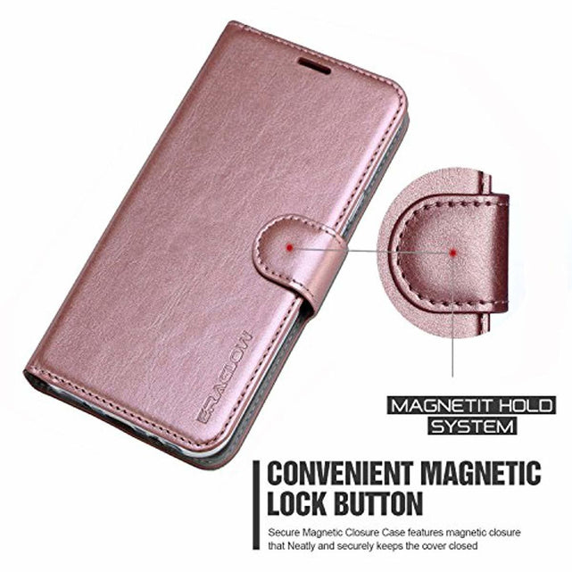 Redpepper Galaxy A70 Cover Portafoglio Pelle Oro Rosa