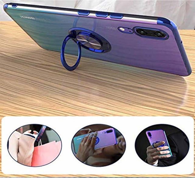 Redpepper Galaxy A70 Cover Trasparente Blu con Anello