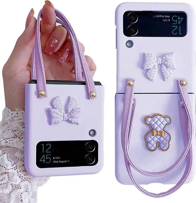 Redpepper Galaxy cover Z Flip 4 rosa con cinturino orsetto