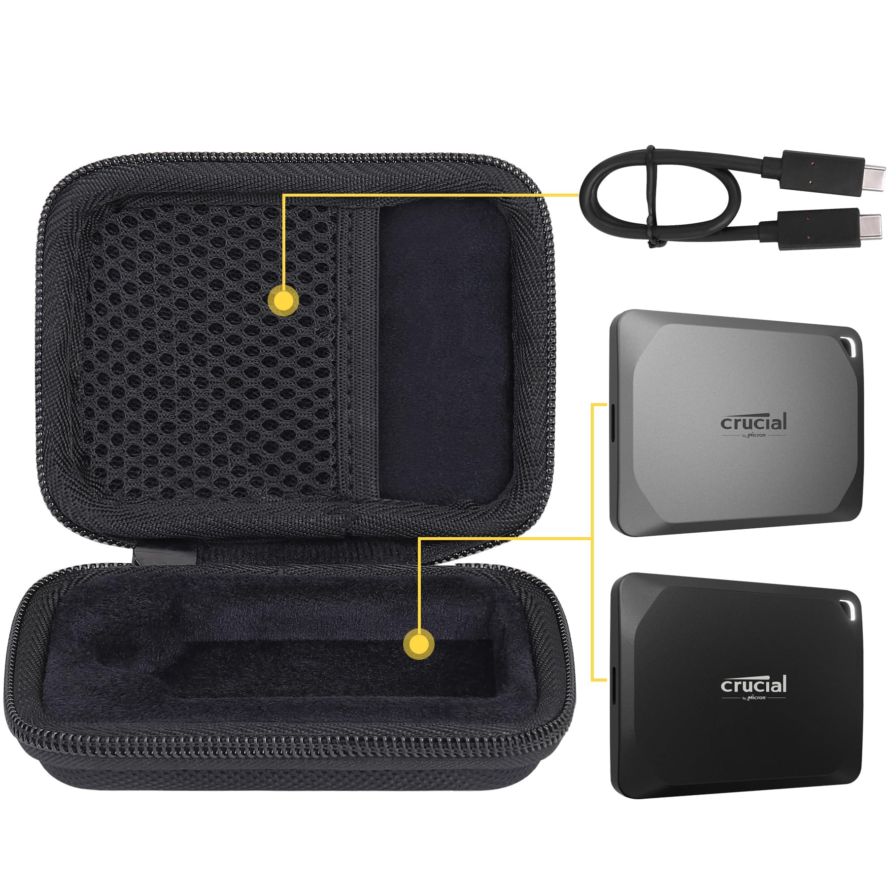 Aenllosi SSD Case custodia Crucial X9/X10 Pro nero EVA