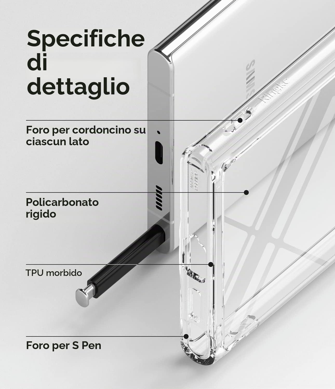 Ringke Fusion Cover Galaxy S22 Ultra Clear Trasparente Antiurto