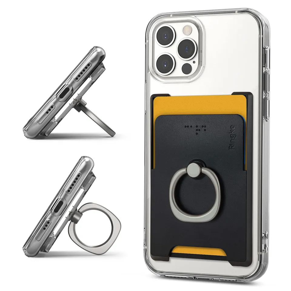 Ringke Ring Slot Porta Carte Nero con Anello Supporto
