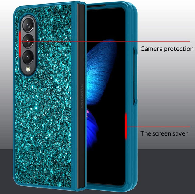 Redpepper Galaxy Z Fold 4 custodia glitter blu brillantini