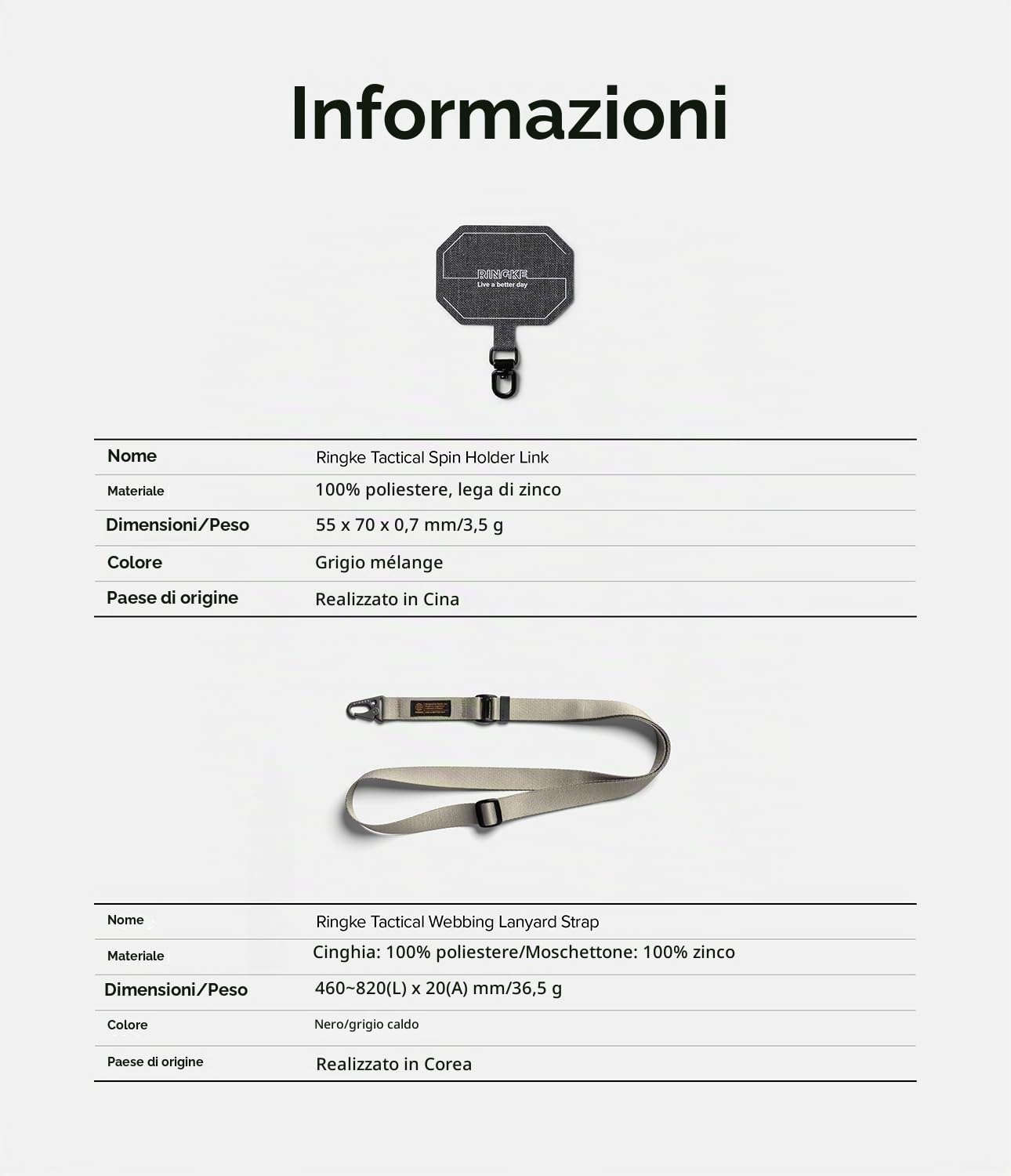 Ringke Strap Holder Link Laccetto Warm Gray Antistrappo
