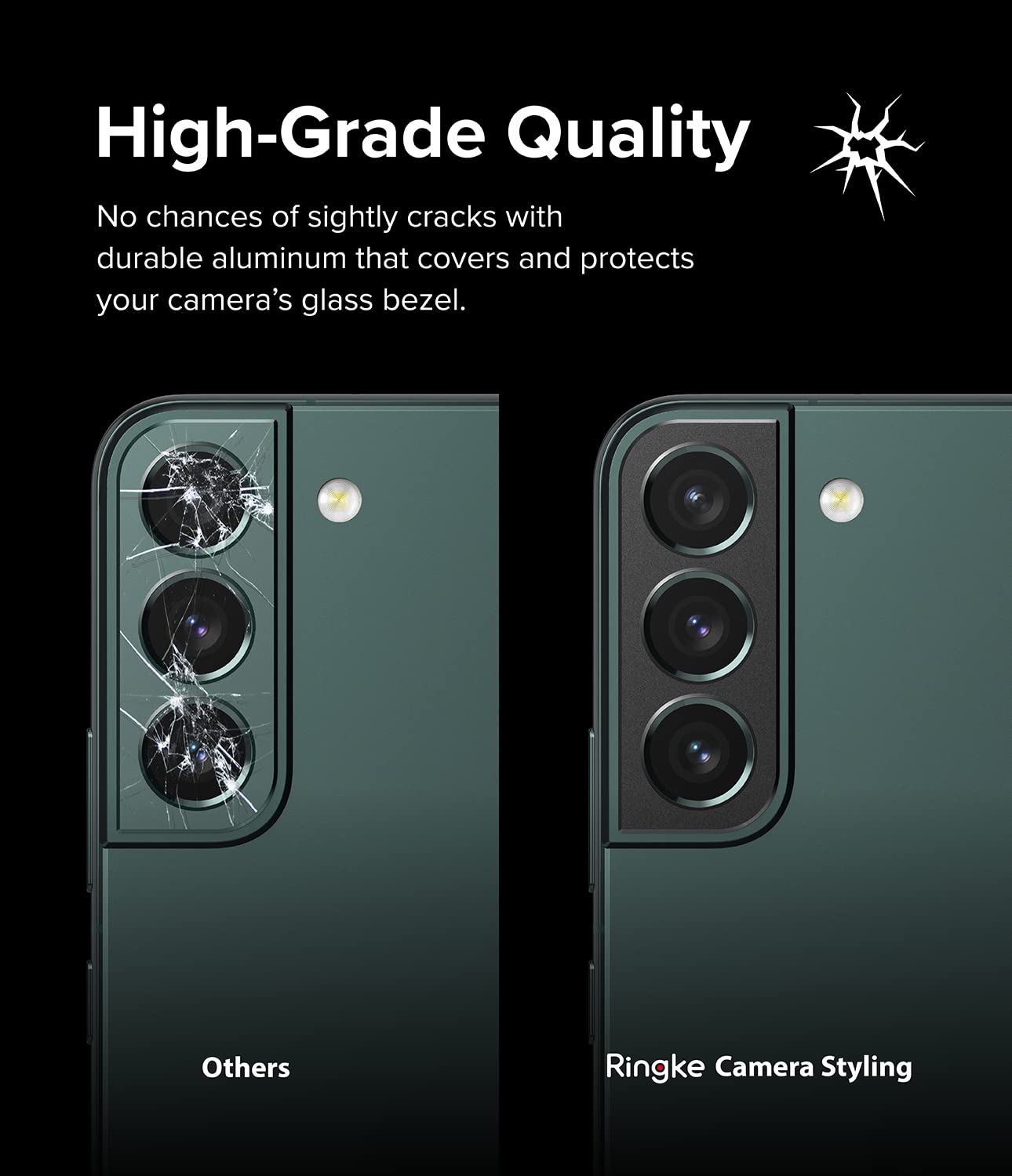 Ringke Camera Styling Protezione Fotocamera Galaxy S22 Nero Alluminio