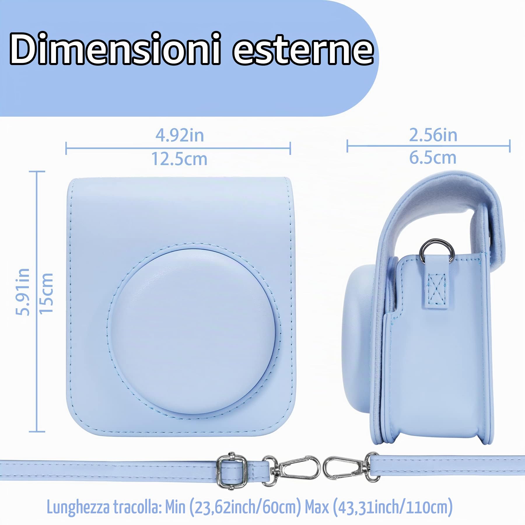 Aenllosi Camera Case Instax Mini 11/12/13 custodia blu pastello