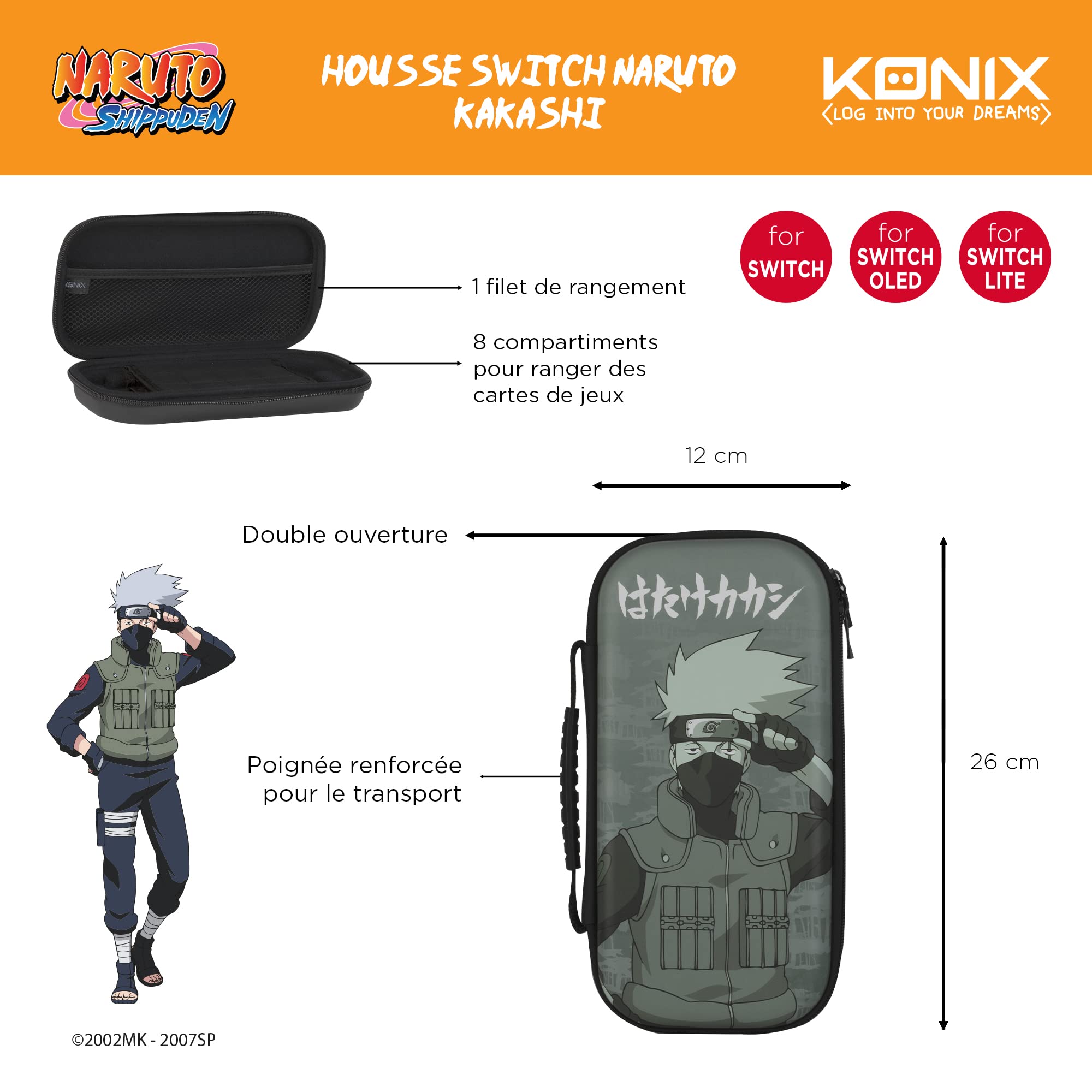 Konix Naruto Switch Custodia Kakashi 8 giochi