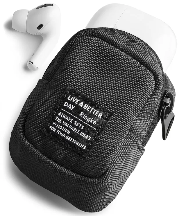 Ringke Mini Pouch Block Pochette Nylon Black AirPods Buds