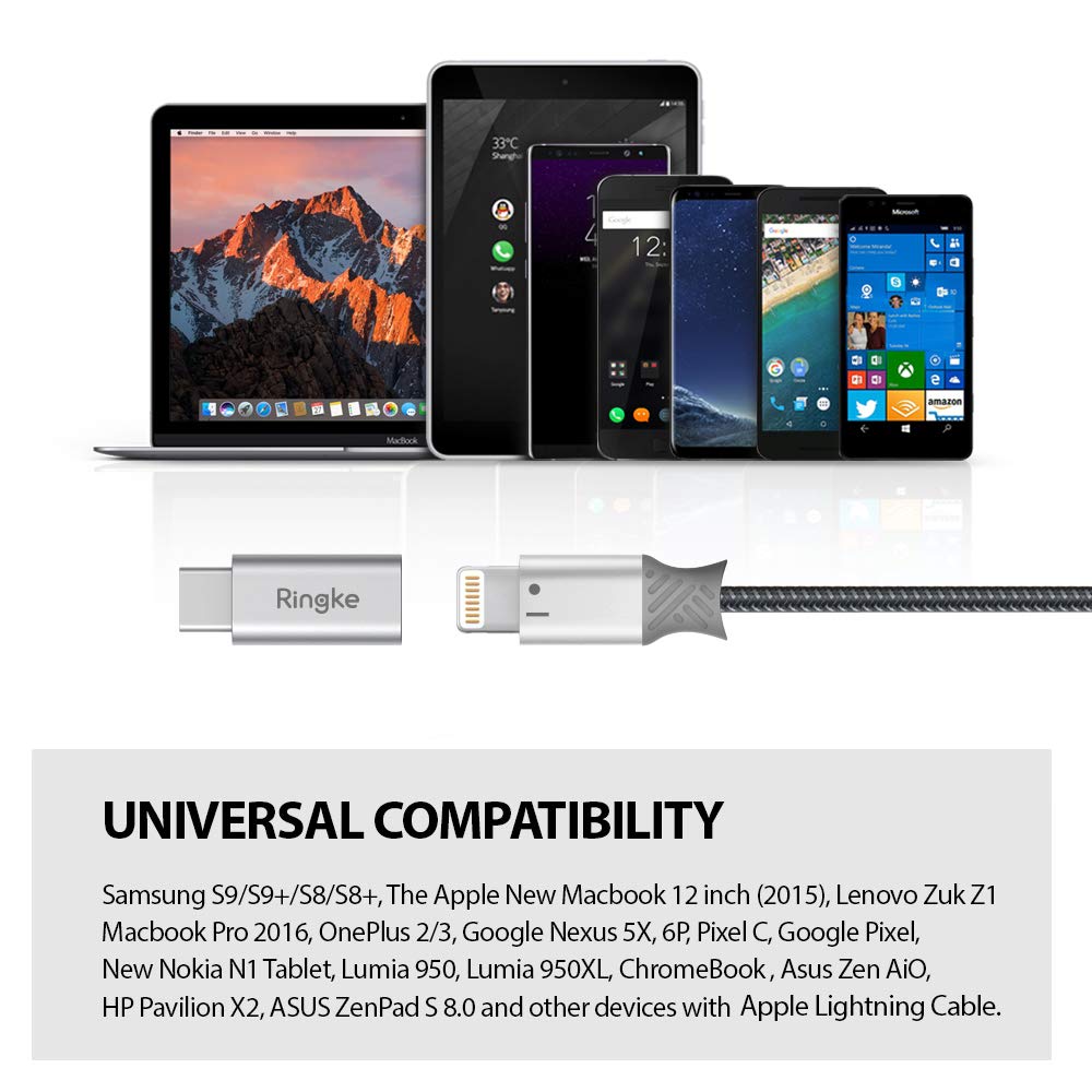 Ringke Adapter Lightning USB-C ricarica Silver 3 pezzi