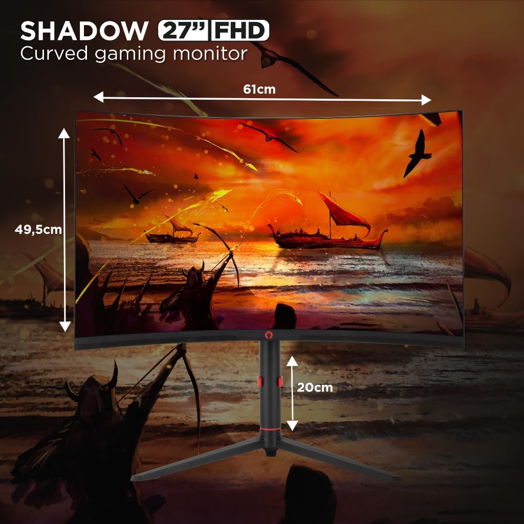 Konix Drakkar Shadow monitor gaming curvo 27" FHD 180 Hz