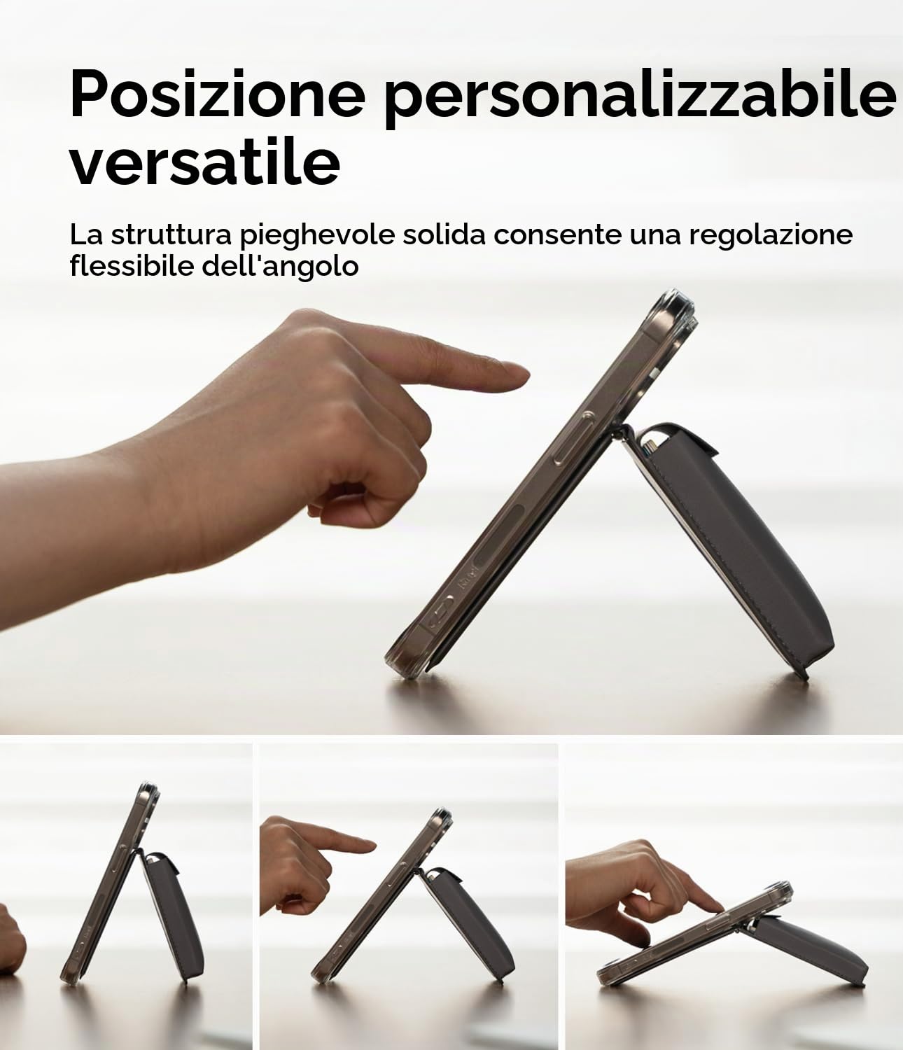 Ringke Card Holder Stand Pocket portacarte magnetico grigio chiaro con supporto