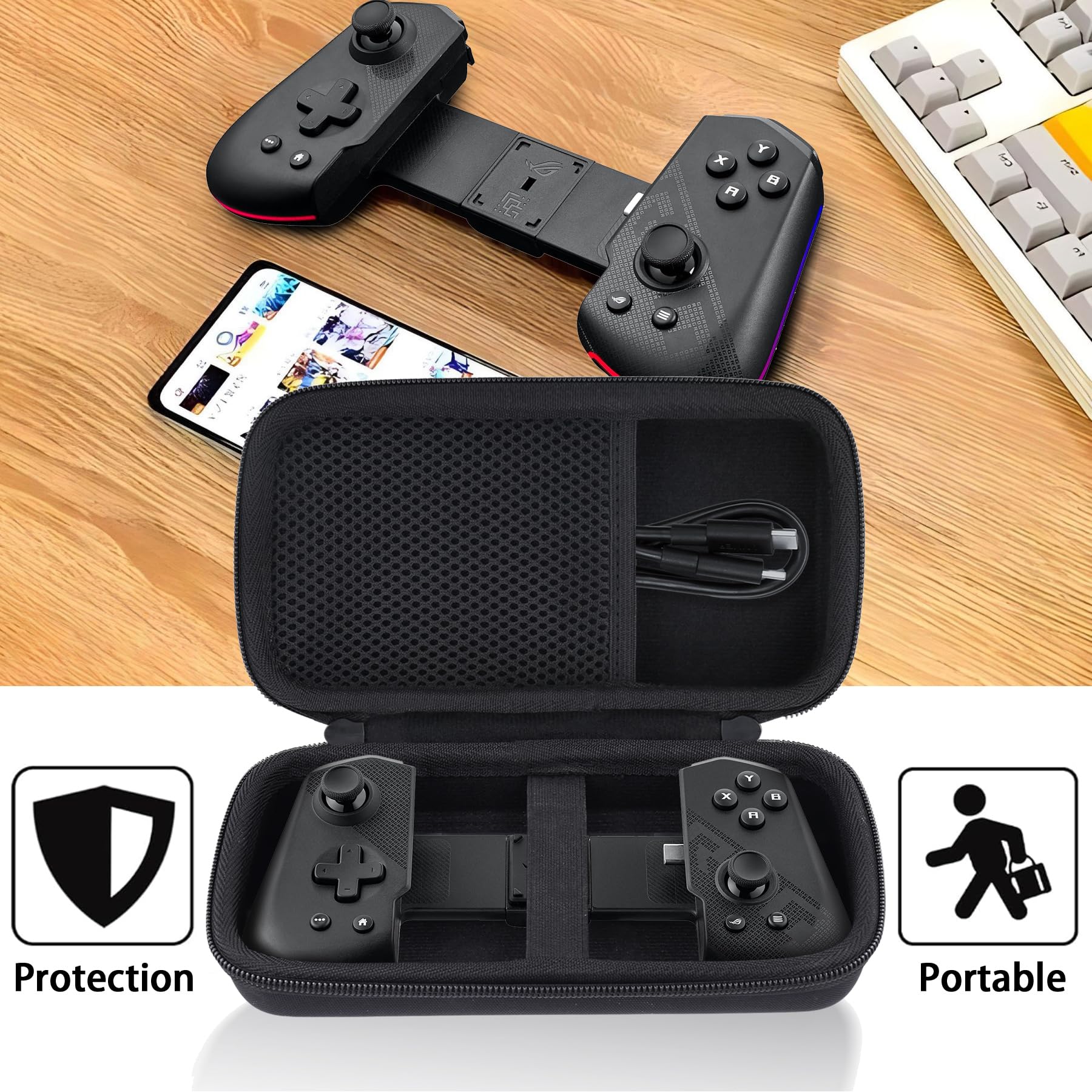 Aenllosi Custodia Rigida ASUS ROG Tessen Controller Nero EVA