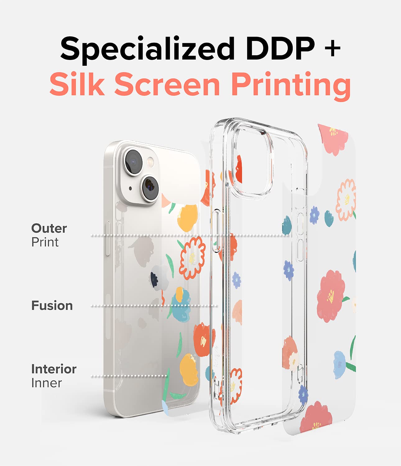 Ringke Fusion Design cover iPhone 14 trasparente floral fiori antishock
