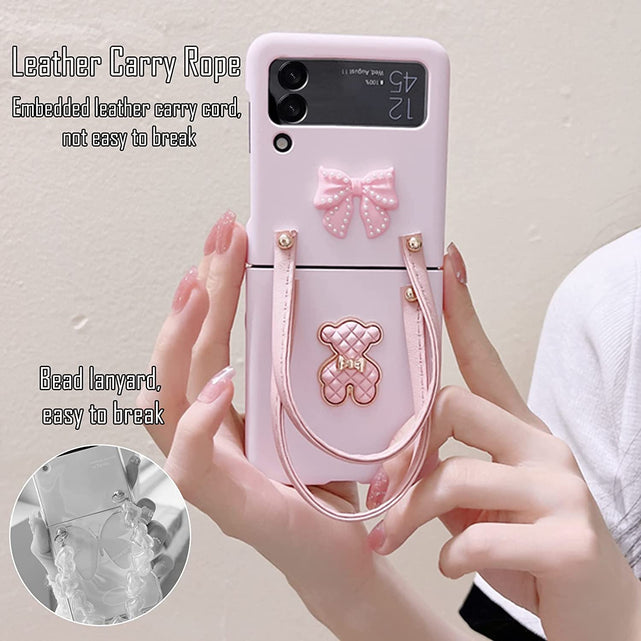 Redpepper Galaxy Cases Z Flip 4 cover viola orso con tracolla