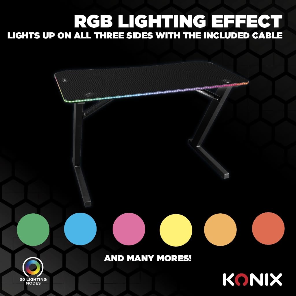 Konix Gaming desks Spectra scrivania gaming 120 cm LED nera