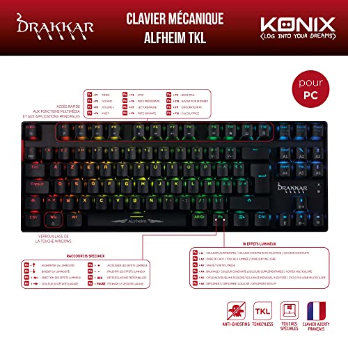 Konix Drakkar Alfheim tastiera meccanica TKL AZERTY RGB cavo