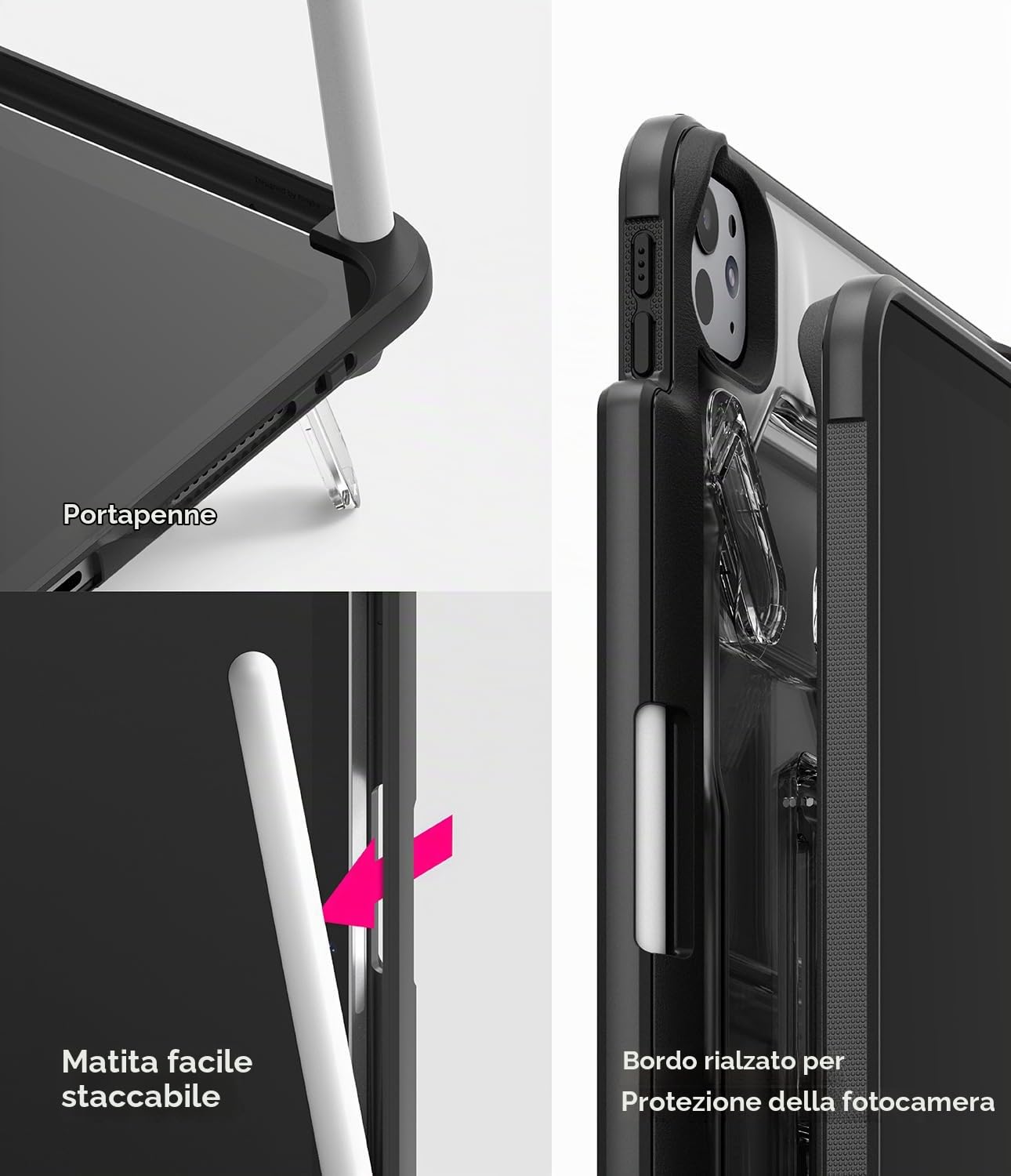 Ringke Fusion Sketch Stand Cover iPad Pro 11" M4 Nera Stand