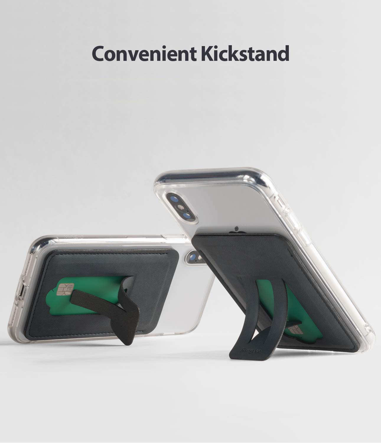 Ringke Card Holder Porta Carte Nero Adesivo con Stand