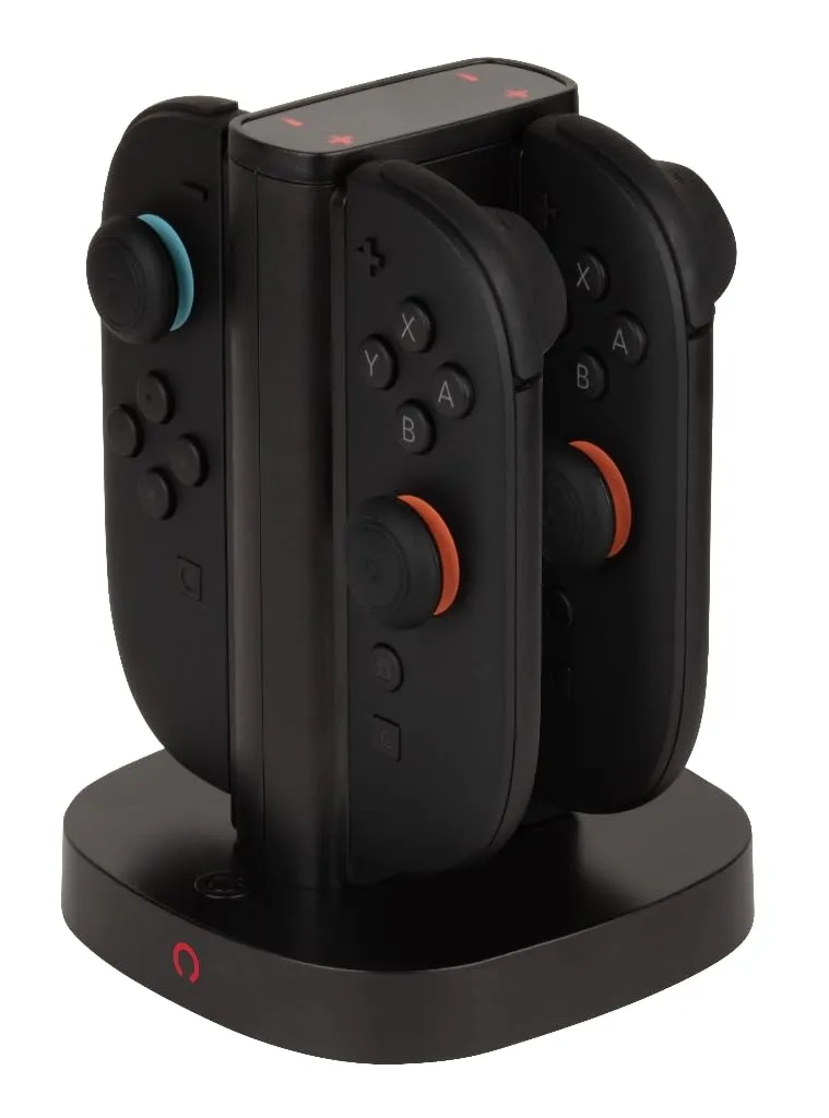 Konix Stazione Ricarica 4 Joy-Con Switch 2 USB-A Nera LED