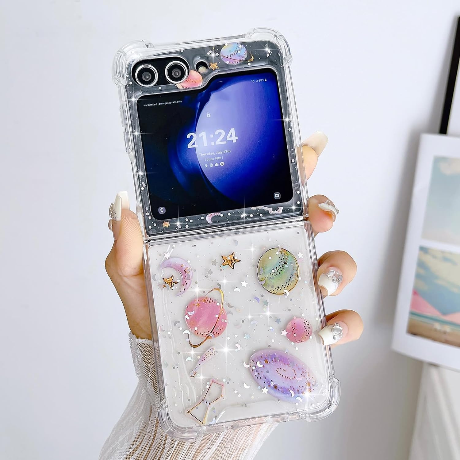 Redpepper Galaxy Z Flip 5 cover glitter viola brillantini