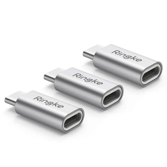 Ringke Adapter Lightning USB-C ricarica Silver 3 pezzi