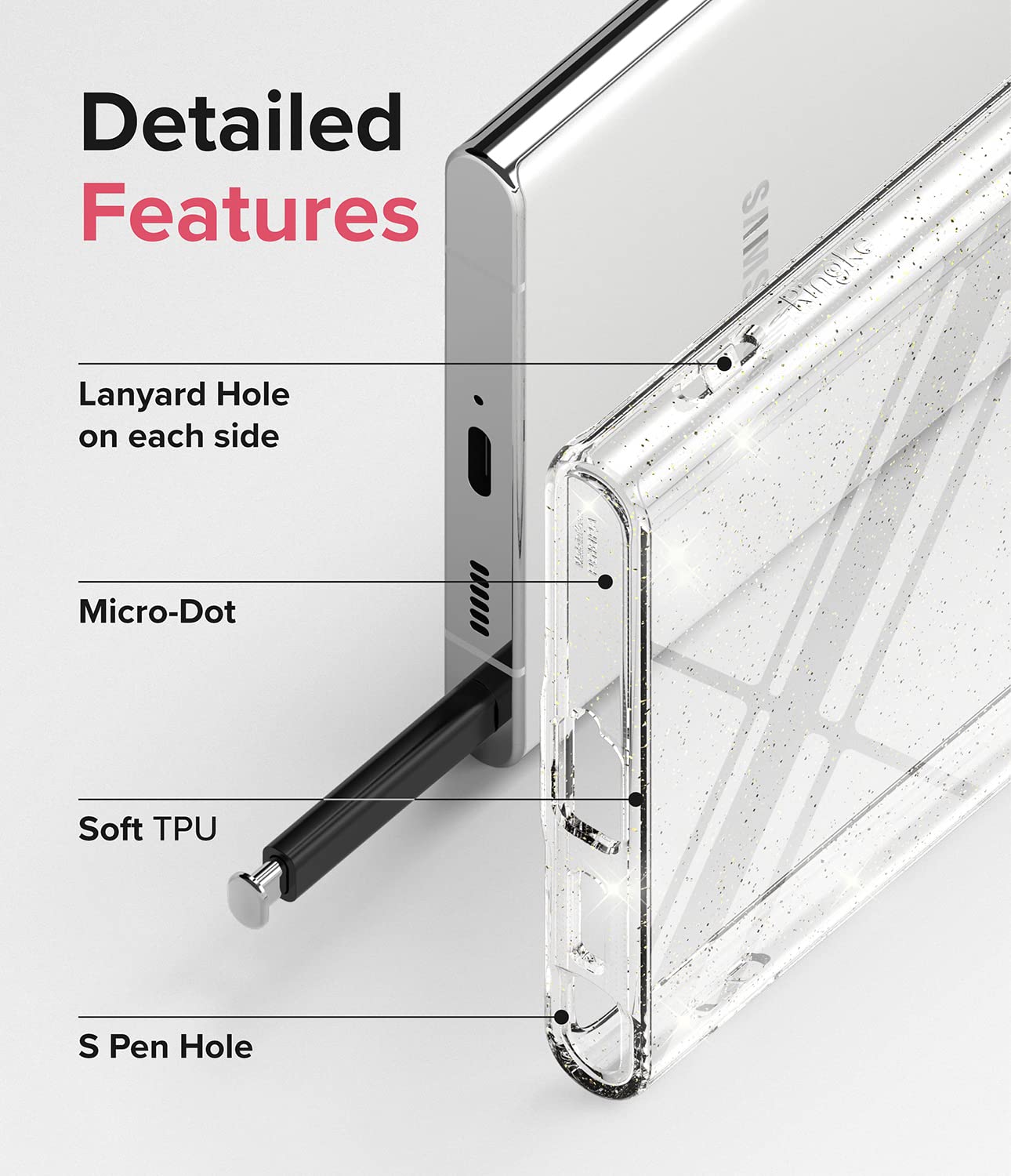 Ringke Air cover Samsung S22 Ultra TPU Glitter Clear