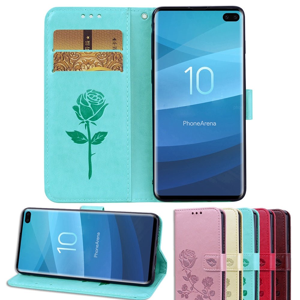 Redpepper Galaxy S10e Custodia Flip Pelle Fiori Rosa Portafoglio