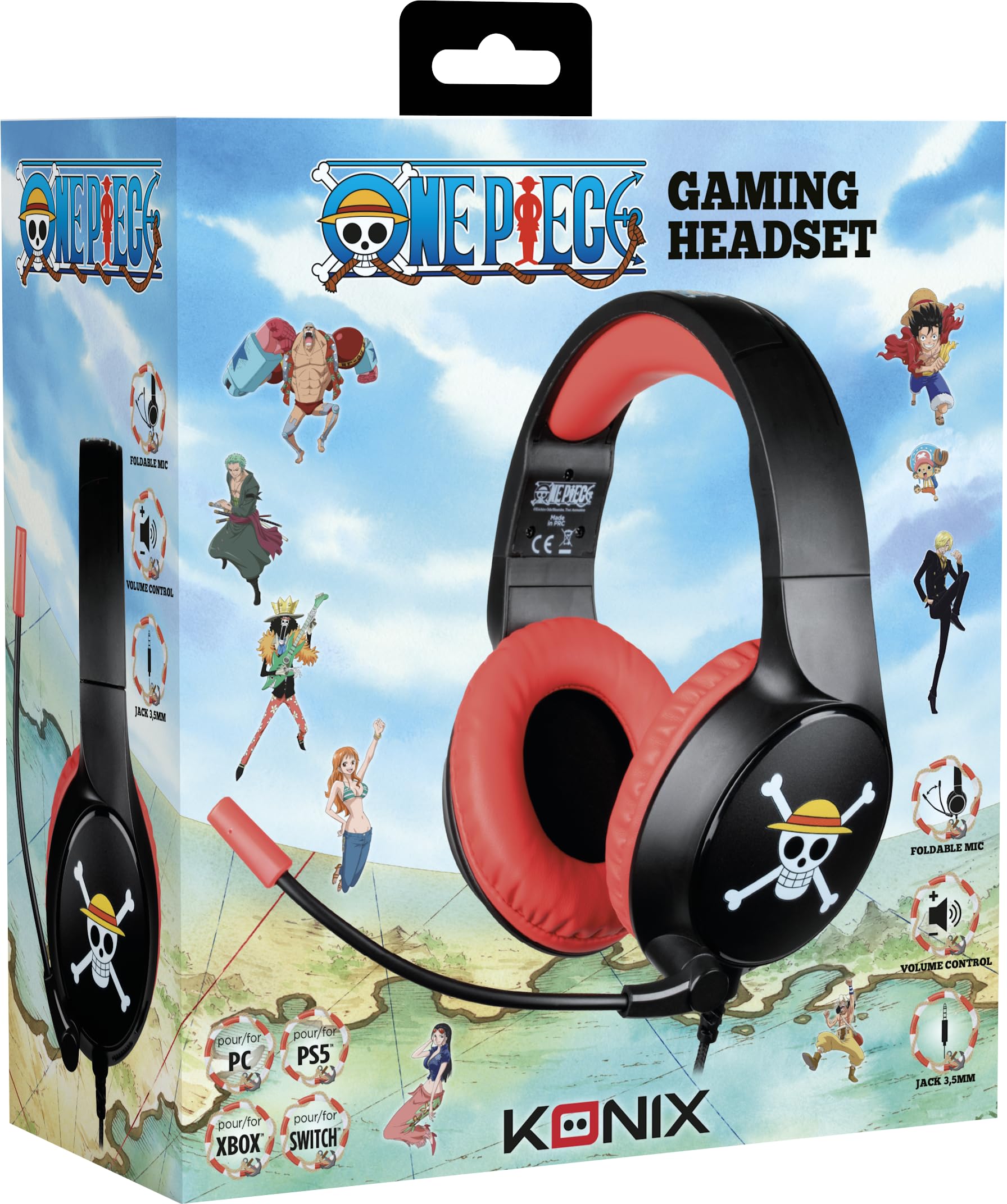 Konix One Piece cuffie gaming cablate Luffy jack 3,5 mm