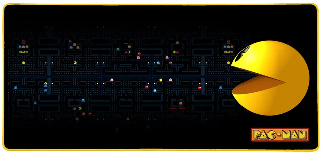 Konix Pac-Man Tappetino Mouse Gaming XXL 90x46 Nero Giallo