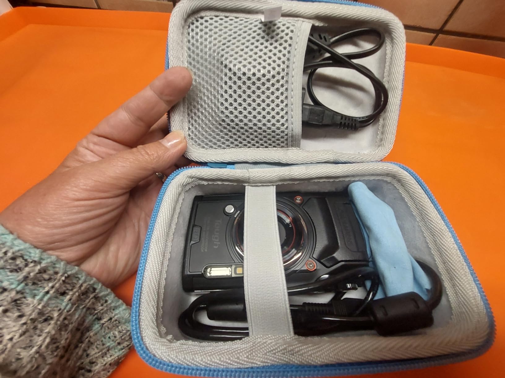 Aenllosi Camera Case custodia fotocamera bambini blu EVA