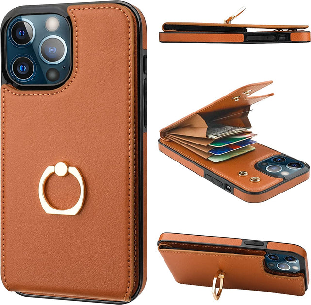 Redpepper iPhone 13 Pro Max Cover Portafoglio Marrone