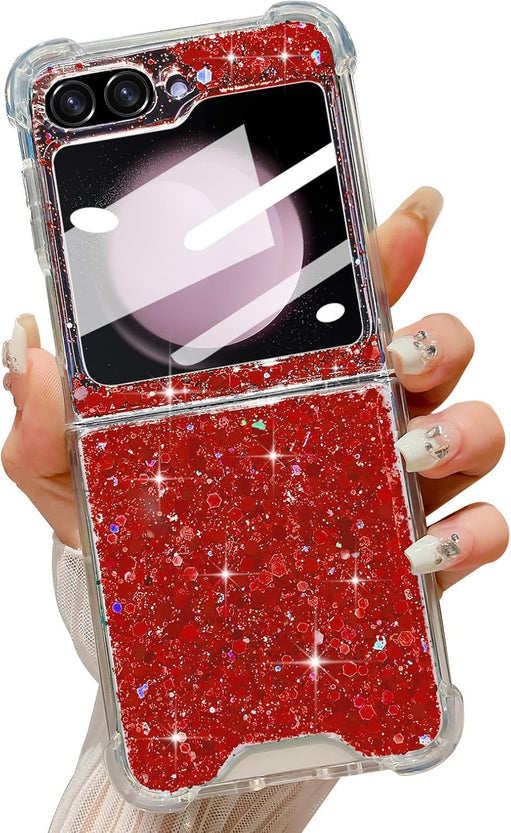 Redpepper Galaxy Z Flip 5 cover glitter viola brillantini