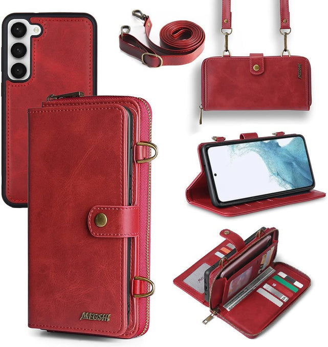 Redpepper S23 Plus Wallet pelle 12 carte tracolla staccabile