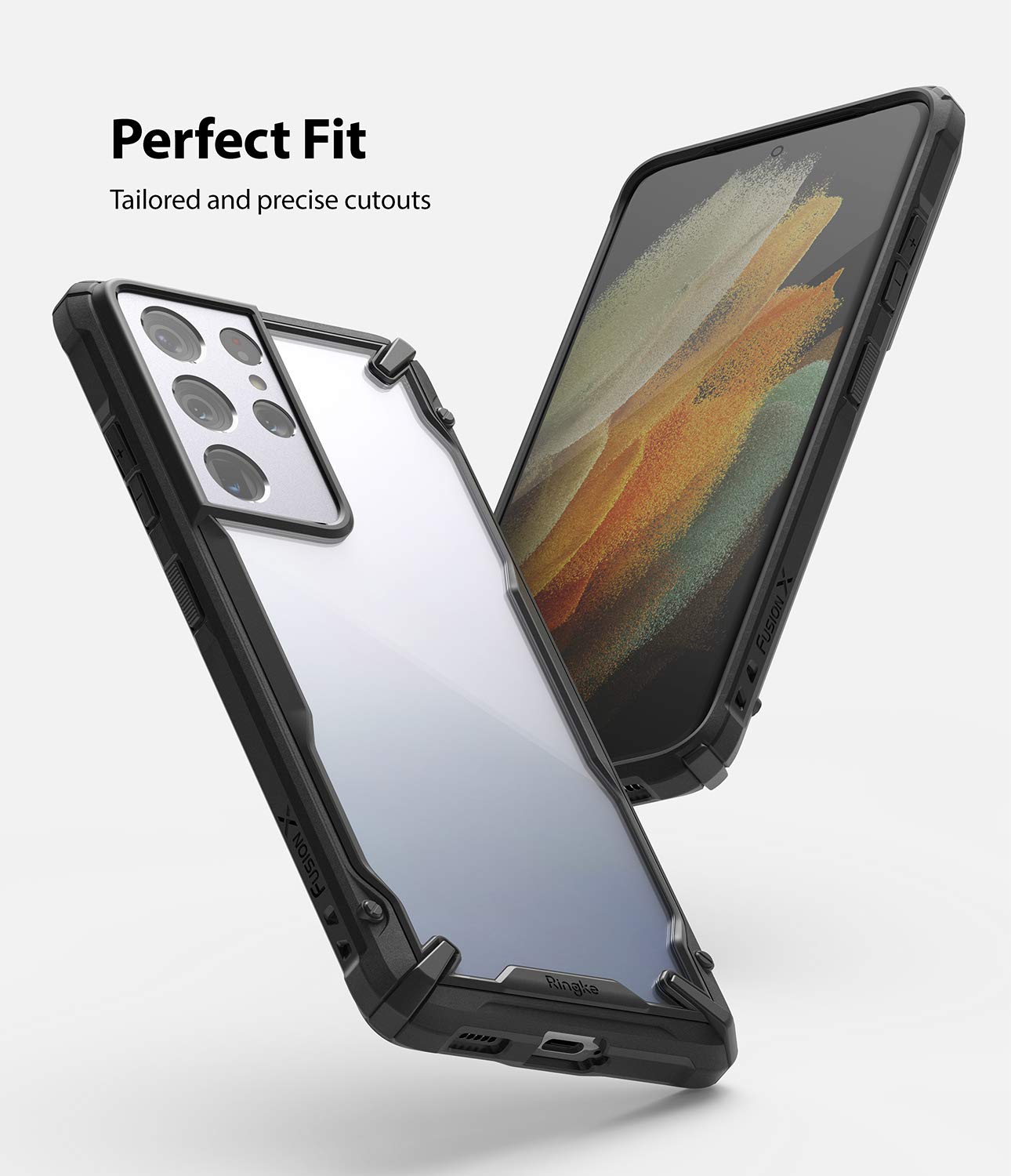 Ringke Fusion-X Galaxy S21 Ultra Cover Nera Black Trasparente