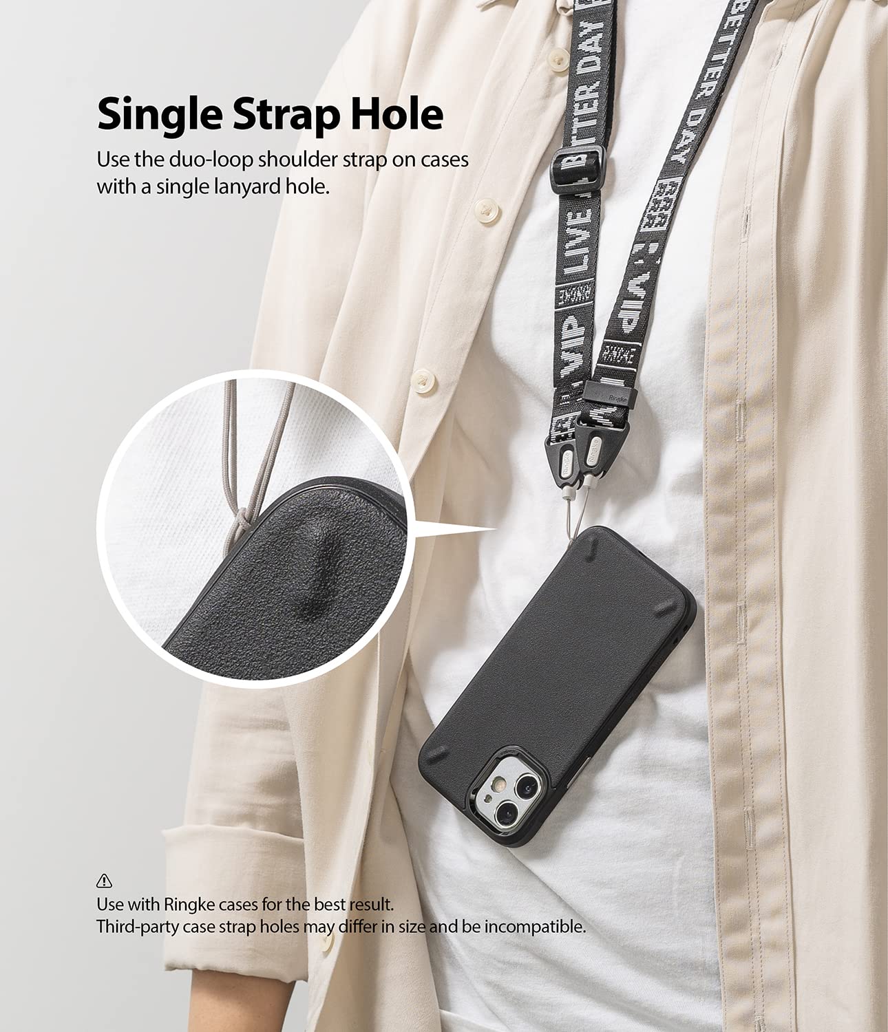 Ringke Strap Ticket Band 2 tracolla nylon nero regolabile