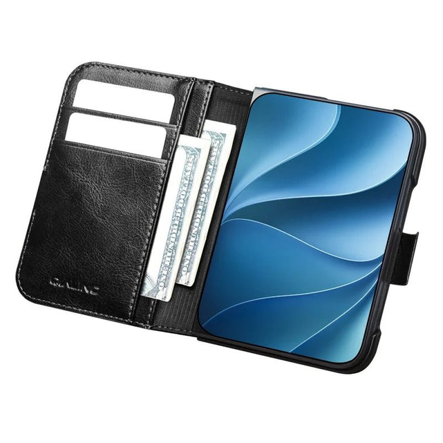 Redpepper iPhone Fold Custodia Pelle Vera Nera Wallet