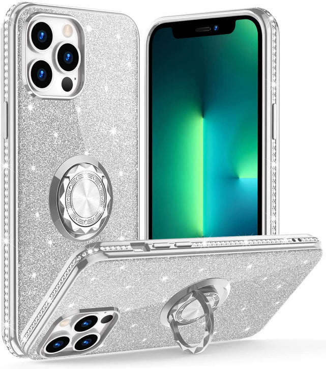 Redpepper iPhone 13 Pro Max cover glitter strass con anello