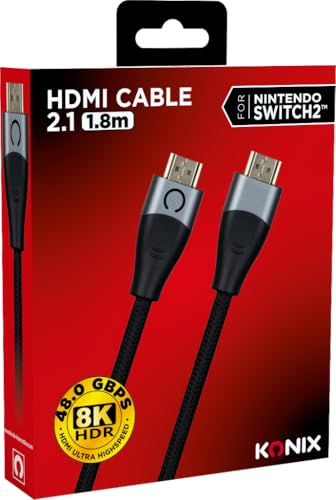 Konix Nintendo Switch 2 cavo HDMI 2.1 8K nylon 1,8 m nero