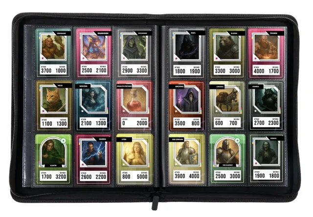 Konix Raccoglitore Premium 360 Carte 9 Tasche Nero 63x88