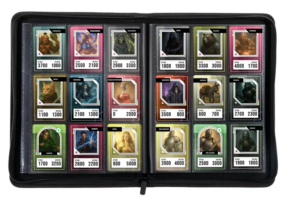 Konix Raccoglitore Premium 360 Carte 9 Tasche Nero 63x88