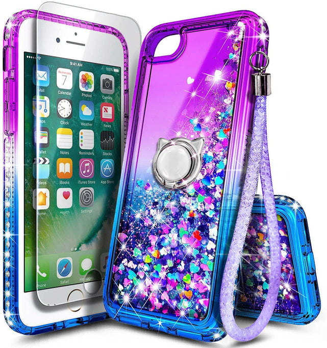 Redpepper iPhone 7 Custodia Liquida Glitter con anello
