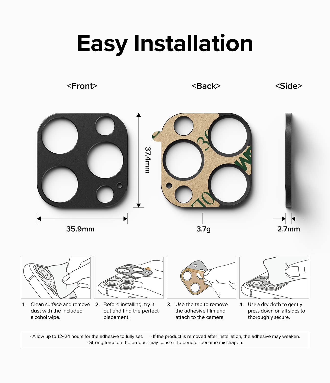 Ringke Camera Styling Protezione iPhone 14 Pro Nera Alluminio